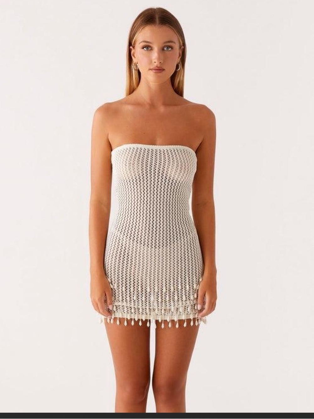 Light BLUE Knit Beaded Cover Up